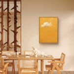リビングに飾ったオレンジの空と白い雲のアートのアートパネル 設置イメージ 4