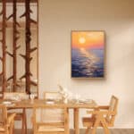 リビングに飾った夕焼けの海の風景アートパネル 設置イメージ 2