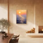 リビングに飾った夕焼けの海の風景アートパネル 設置イメージ 5