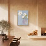 リビングに飾った白い花と花瓶の縦型アートの設置イメージのアートパネル 設置イメージ 7