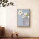 リビングに飾った白い花と花瓶の縦型アートの設置イメージのアートパネル 設置イメージ 10