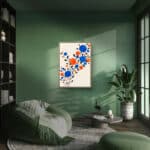 リビングに飾った青とオレンジの北欧 ウォールアートの設置イメージのアートパネル 設置イメージ 9