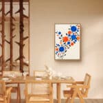 リビングに飾った青とオレンジの北欧 ウォールアートの設置イメージのアートパネル 設置イメージ 5