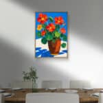 リビングに飾った青い花瓶モチーフのフラワーアートパネル 設置イメージ 7