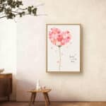 リビングに飾ったハートの花冠モチーフのフラワー インテリアアート 設置イメージ 8