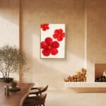 リビングに飾った紅花のリズムの設置イメージのフラワー インテリアアート 設置イメージ 2