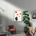 リビングに飾った赤花の余白の設置イメージのフラワー インテリアアート 設置イメージ 7