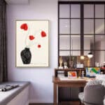 リビングに飾った赤花の余白の設置イメージのフラワー インテリアアート 設置イメージ 10