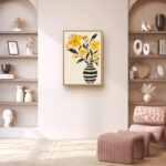 リビングに飾った黄花の器の設置イメージのボタニカル インテリアアート 設置イメージ 10