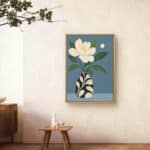 リビングに飾った白花と黒器のベージュ ウォールアートのアートパネル 設置イメージ 9