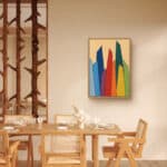 リビングに飾ったベージュの縦長ウォールアートの設置イメージのアートパネル 設置イメージ 9