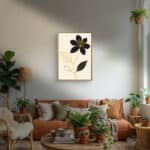 リビングに飾った黒とゴールドのリーフ 絵画の設置イメージのアートパネル 設置イメージ 6
