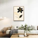 リビングに飾った黒とゴールドのリーフ 絵画の設置イメージのアートパネル 設置イメージ 7