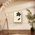 リビングに飾った黒とゴールドのリーフ 絵画の設置イメージのアートパネル 設置イメージ 9