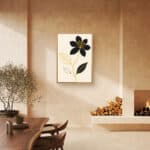 リビングに飾った黒とゴールドのリーフ 絵画の設置イメージのアートパネル 設置イメージ 2
