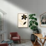 リビングに飾った黒とゴールドのリーフ 絵画の設置イメージのアートパネル 設置イメージ 4