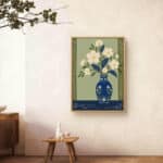 リビングに飾った白花の青器のアートパネルイメージ 設置イメージ 9