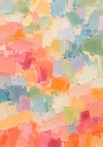 不規則な色面が重なるパステル調の幾何学 インテリアアート