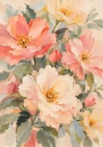 大輪の花とつぼみが重なる春色のフラワーアートパネル
