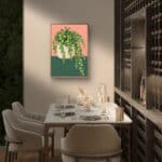 リビングに飾った淡いピンク背景のリーフ 壁掛けアートの設置イメージのアートパネル 設置イメージ 8