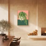 リビングに飾った淡いピンク背景のリーフ 壁掛けアートの設置イメージのアートパネル 設置イメージ 10