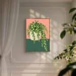 リビングに飾った淡いピンク背景のリーフ 壁掛けアートの設置イメージのアートパネル 設置イメージ 2