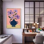 リビングに飾った紫花の器の北欧 壁掛けアート設置イメージのアートパネル 設置イメージ 7