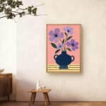 リビングに飾った紫花の器の北欧 壁掛けアート設置イメージのアートパネル 設置イメージ 2