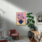 リビングに飾った紫花の器の北欧 壁掛けアート設置イメージのアートパネル 設置イメージ 4