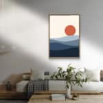 リビングに飾った夕陽モチーフの幾何学 インテリアアート 設置イメージ 6