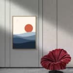 リビングに飾った夕陽モチーフの幾何学 インテリアアート 設置イメージ 7