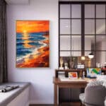 リビングに飾った夕日の海景風景アートパネル 設置イメージ 6