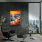 リビングに飾った夕日の海景風景アートパネル 設置イメージ 7