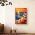 リビングに飾った夕日の海景風景アートパネル 設置イメージ 4