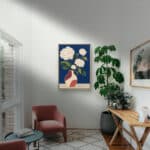 リビングに飾った白花モチーフのボタニカルアートパネル 設置イメージ 4