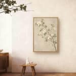 リビングに飾った白花モチーフのナチュラル 絵画の設置イメージのアートパネル 設置イメージ 6