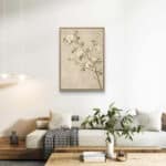 リビングに飾った白花モチーフのナチュラル 絵画の設置イメージのアートパネル 設置イメージ 2