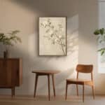 リビングに飾った白花モチーフのナチュラル 絵画の設置イメージのアートパネル 設置イメージ 5