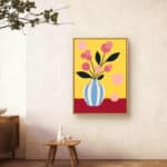 リビングに飾った黄色の花瓶モチーフアートの設置イメージのアートパネル 設置イメージ 9
