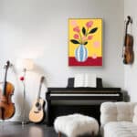 リビングに飾った黄色の花瓶モチーフアートの設置イメージのアートパネル 設置イメージ 1